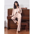 thumbnail image 5 of Ekouaer 2 Pack Satin Pajamas Set for Women Classic Button Down Silk Pjs Set Soft Sleepwear, 5 of 6