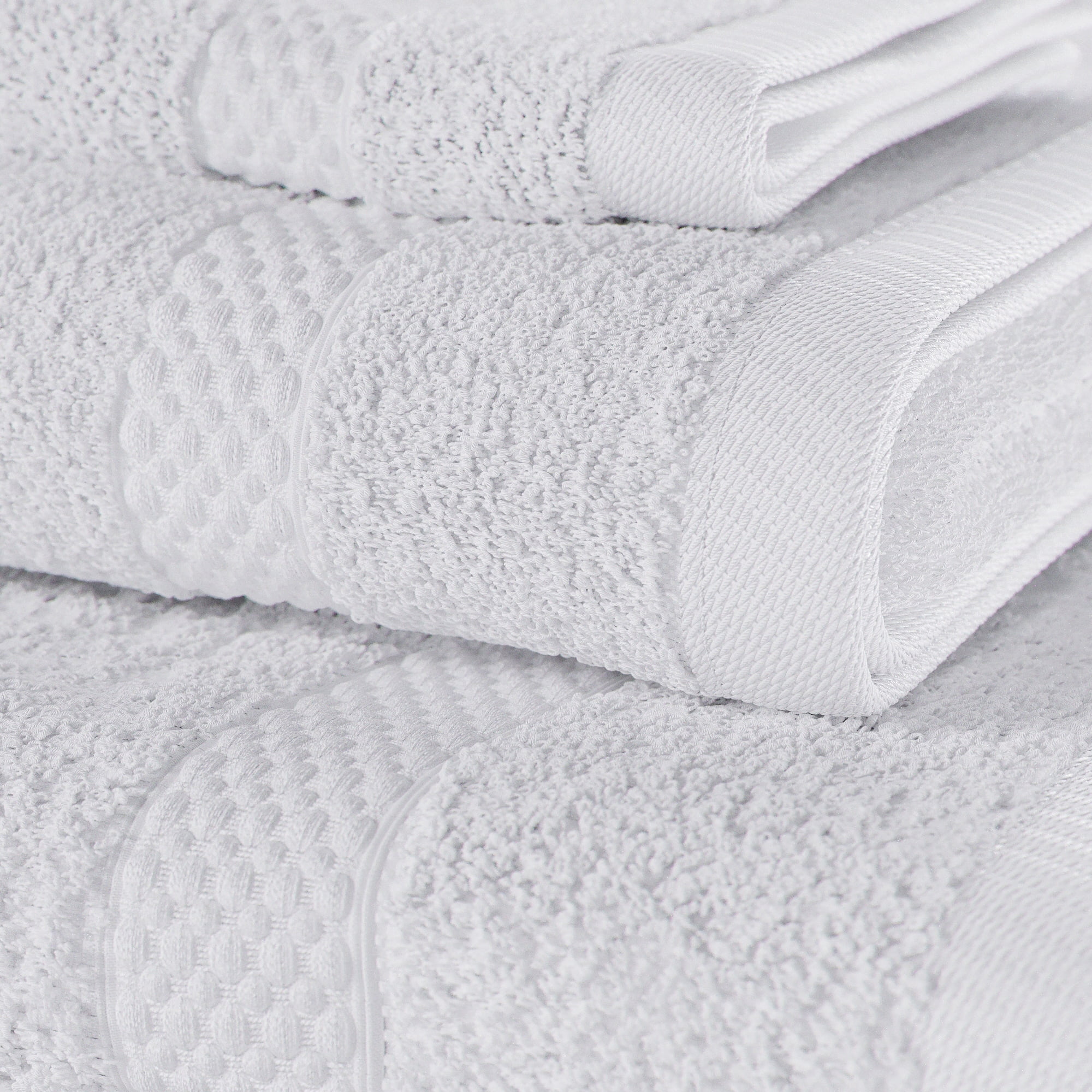 Beautiful by Drew Barrymore 6-Piece Dobby Bath Towel Set, Soft 100% Cotton, Off White