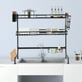 thumbnail image 5 of 2-Tier Over Sink Dish Drying Rack – Heavy Duty Carbon Steel Kitchen Organizer with Adjustable Anti-Slip Feet, High Guardrail & Multi-Basket Storage, Black, 5 of 11