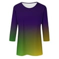 thumbnail image 5 of Xdegoge Mardi Gras Tops for Women Plus Size Crewnceck 3/4 Sleeve Top Celebratory Carnival Attire Whimsical Print Funny Pullovers, 5 of 5