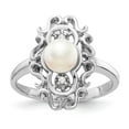thumbnail image 1 of Solid 14k White Gold 5.5mm Freshwater Cultured Pearl Diamond Ring Band Size 6 (.02 cttw.), 1 of 5