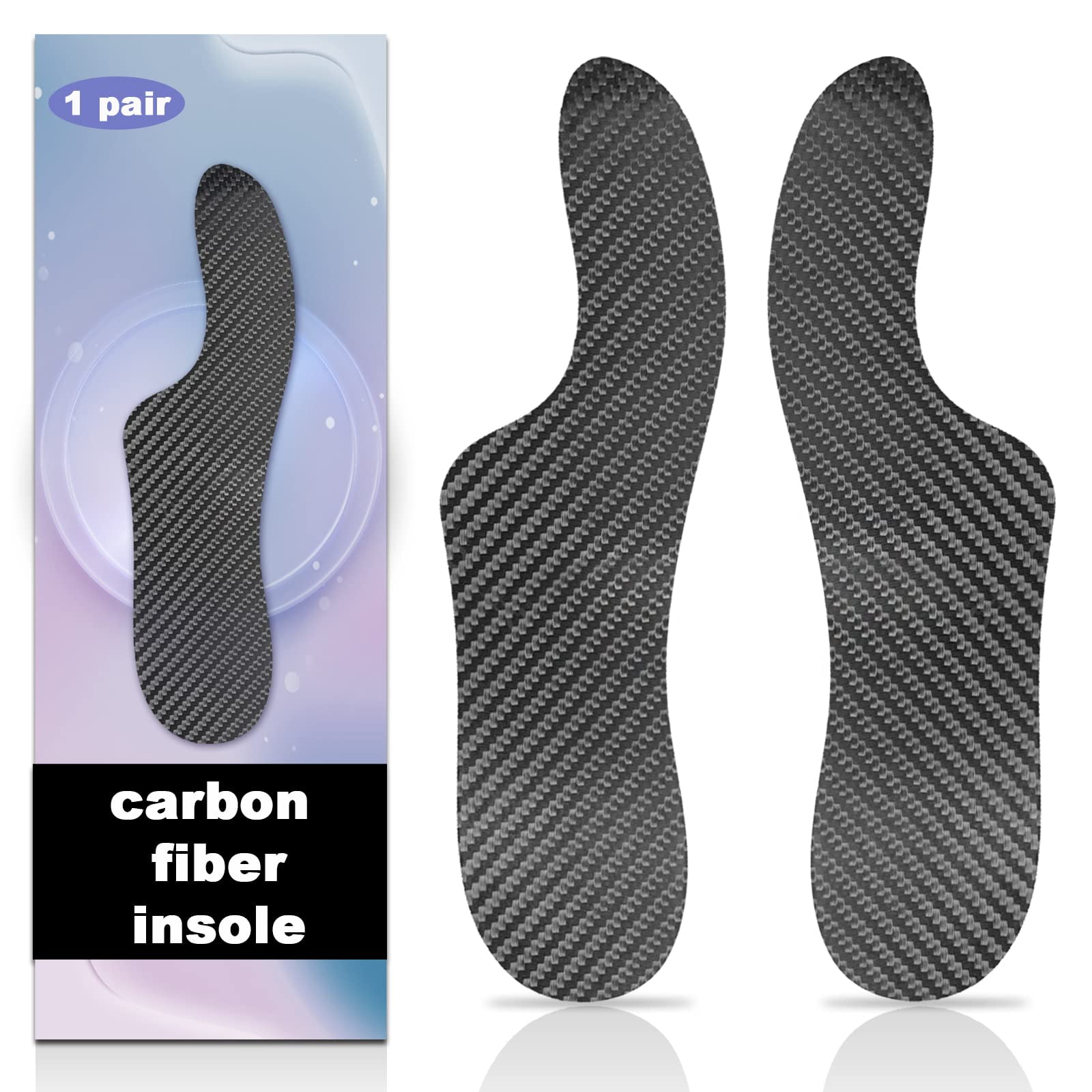 Morton's Extension Orthotic, Carbon Fiber Insole 1 Pair, Rigid Foot Support Insert for Morton's