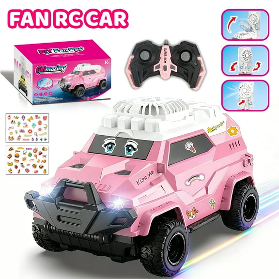 HNZENBW Remote Control Car with Fans,1: 24 Cute RC Car with DIY Stickers,Unlimited creativity,Christmas and Birthday Gifts Boy Girl Toys Age 3