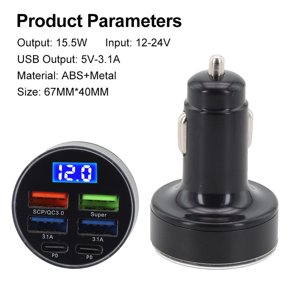 Bgsha Super Rapide 33W PD QC3.0 Adaptateur universel de prises de charge pour voiture de type C 6 chargeur