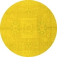 thumbnail image 1 of Ahgly Company Machine Washable Indoor Round Abstract Yellow Modern Area Rugs, 6' Round, 1 of 4