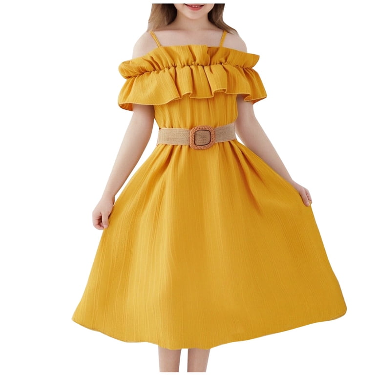 KSODFNXH Chiffon Midi Dresses for Girls with Belt Size 6-13 Teens Kids Trendy Off Shoulder Solid Color Ruffle A-Line Vacation Beach Dress, Girl's, KSODFNXH Chiffon Midi Dresses for Girls with Belt Size 6-13 Teens Kids Trendy Off Shoulder Solid Color Ruffle A-Line Vacation Beach Dress, Girl's,