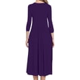 thumbnail image 4 of BONIXOOM Vacation Dresses for Women Beach Party Round Neckline Tab 3/4 Sleeve Pullover Jacket Solid Purple Dresses, 4 of 9