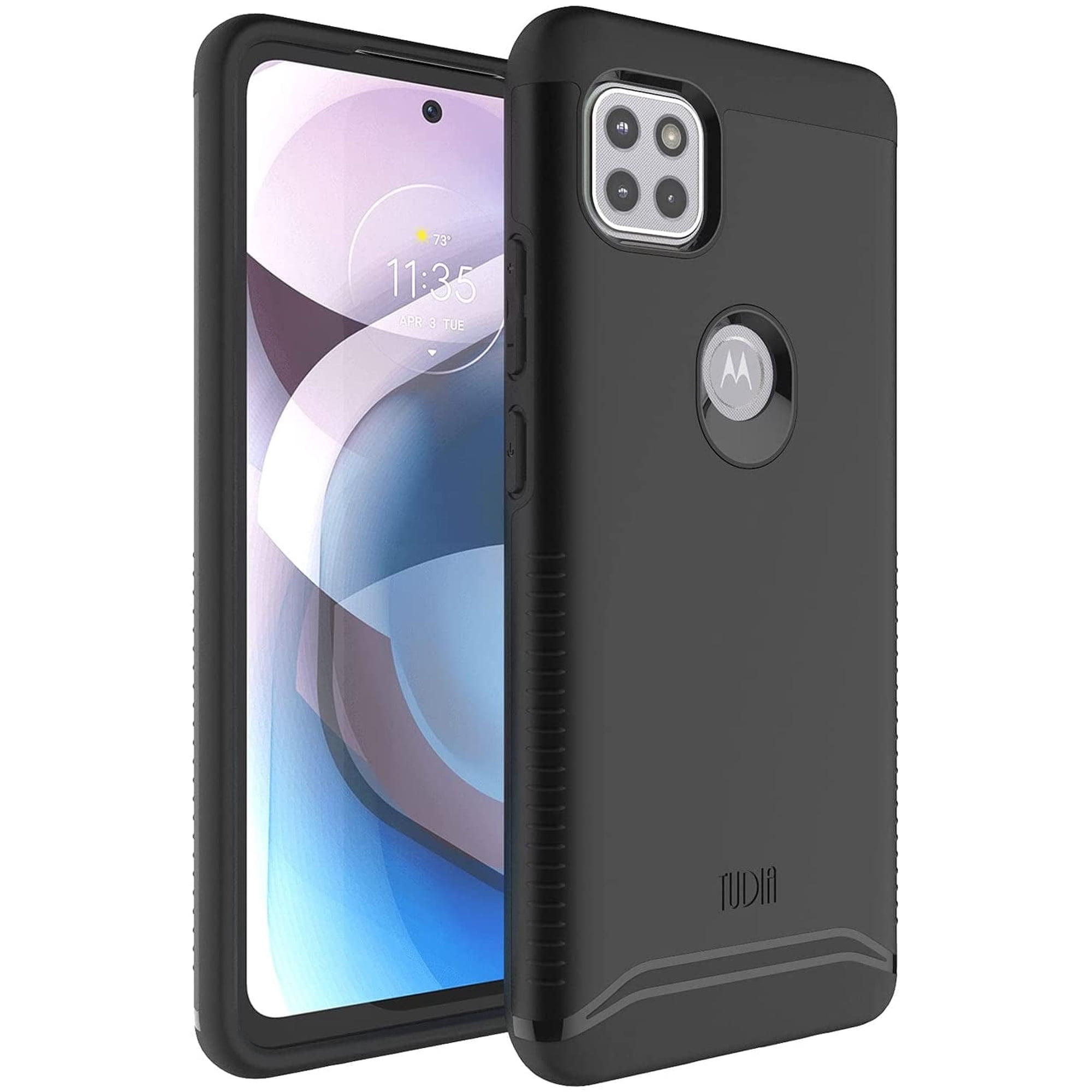 TUDIA Merge Motorola One 5G ACE Case 2021 Heavy Duty Cover - Matte Black
