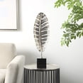 thumbnail image 2 of 7" x 24" Silver Aluminum Standing Single Leaf Sculpture with Black Marble Base, by CosmoLiving by Cosmopolitan, 2 of 10