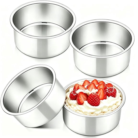4Pack 4 Inch Small Cake Pan Set, Aluminum Alloy Baking Round Cake Tin, Non-Stick Metal Mini Round Smash Cake Baking Pans, Heat-Resistant, Dishwasher Safe