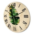 thumbnail image 3 of Designart 'Single Banana Leaf On White' Bohemian & Eclectic Wood Wall Clock, 3 of 5