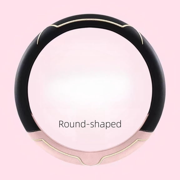 Car Steering Wheel Cover forRound-Shaped/D-Shaped, Anti-Slip, Breathable, Full Surround,Universal Fit for Most Cars,Leather Universal Steering Wheel Covers for Car 15 inch (Round-Shaped,Pink)