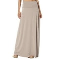 thumbnail image 1 of TheMogan Women's PLUS Casual Draped Jersey Foldable Waist Relaxed Long Maxi Skirt, 1 of 7