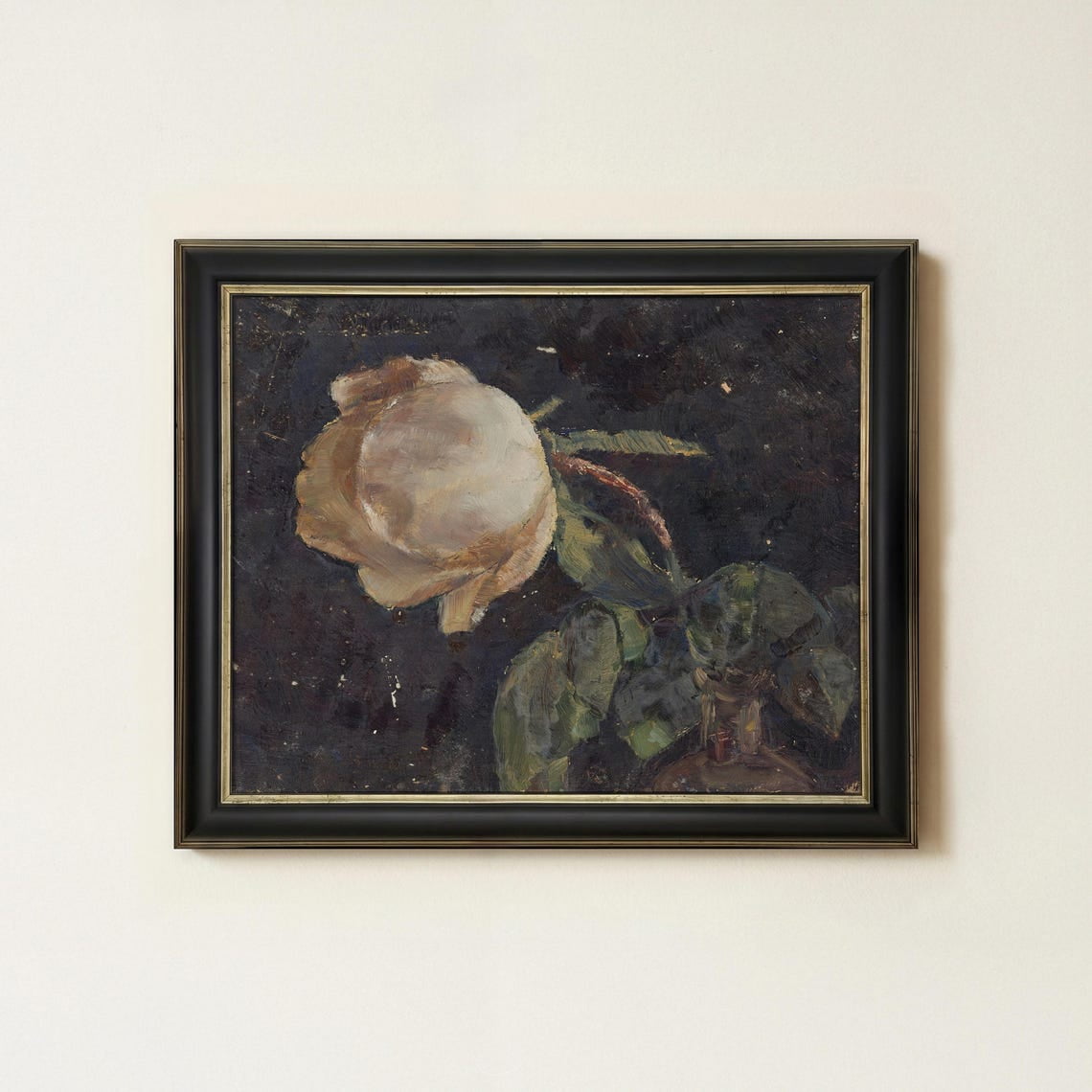 Pink Rose Still Life Wall Art Print For Moody Romantic Decor