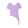 thumbnail image 3 of inhzoy Kids Girls Ballet Dance Crop Top Slit Irregular Hem Wrap Tops Gymnastics Short Sleeve T-Shirt Light Purple 7-8, 3 of 6