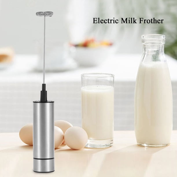 Mousseur à lait électrique portable - Batteur à œufs à piles avec fouet en acier inoxydable pour cappuccino/café/chocolat chaud