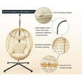 thumbnail image 4 of Bifanuo Indoor Outdoor Swing Egg Chair with Stand, Patio Wicker Hanging Egg Basket Chair with Soft Cushion UV Resistant 350LBS Capacity for Patio Backyard, 4 of 5
