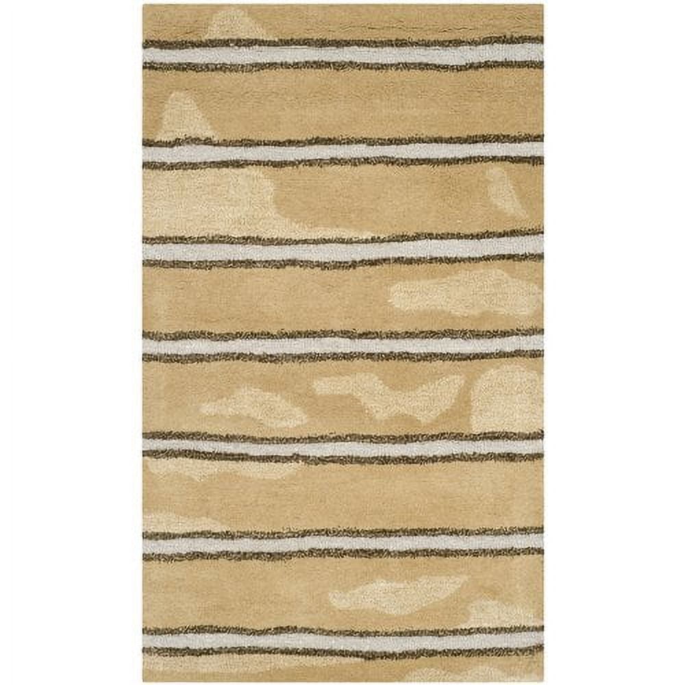 SAFAVIEH Martha Stewart Chalk Stripe Area Rug, Toffee Gold, 6' x 6' Round