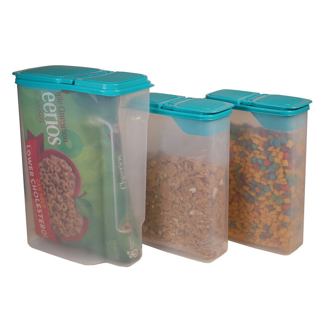 3 Piece Plastic Cereal Dispenser Dry Food Storage Container Set, Blue, 3 PC  - Gerbes Super Markets