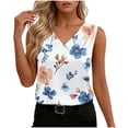 thumbnail image 2 of Homenesgenics Tank Tops for Women Plus Size Casual Wear V-Neck Satin Floral Print Tank Top,Sleeveless Shirts,Summer Vest White M, 2 of 7