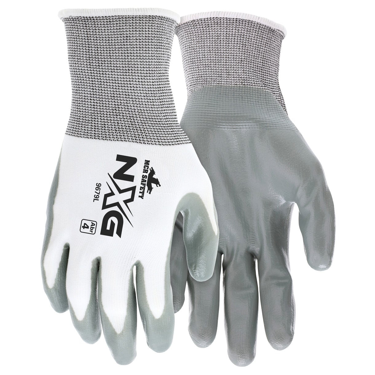MCR Safety NXG® Work Gloves 13 Gauge White Nylon Shell Gray Nitrile