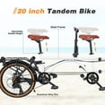 thumbnail image 3 of Meghna Tandem Bike 20 inches 4-Fold 2-Seater 7 speed Folding Tandem Dual Disc Brake for Adult Beach Cruiser White, 3 of 7