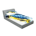 thumbnail image 2 of Ambesonne Animal Fitted Sheet & Pillow Sham Set, Exotic Parrot Painting, Twin, Pale Blue Navy Blue, 2 of 2