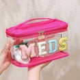 thumbnail image 4 of Letter Clear Medicine Makeup Bag, Large Size Waterproof Nylon Cosmetic Toiletry Storage bag with Top Handle, Transparent Meds First Aid Travel Organizer Cosmetic Bag,Hot Pink, 4 of 7