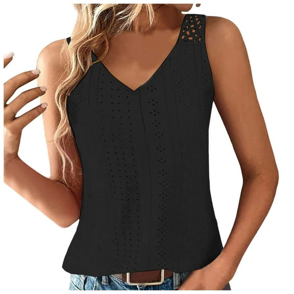 Womens Tops Women Fashion Solid Casual Sexy Vest Back Hollowed Lace Top T Shirt Workout Tops Large Woman Shirt Thin Tee Shirts Short Sleeve Athletic Top Womens Long Sleeve T Shirts plus Loose Black M