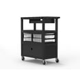 thumbnail image 2 of FSE 373-ECMBSKBC-B 32" x 18" Deluxe Teacher Cart with Locking Cabinet Storage Bins Keyboard Tray Pocket Chart Hooks and Cup Holder, 2 of 3