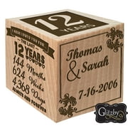 Anniversary Block - Engraved Wood Block Present for Her, for Him by Glitzby