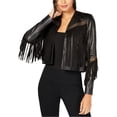 thumbnail image 1 of Chaqueta de cuero Rachel Zoe con ribete de flecos para mujer negro 4, 1 of 1