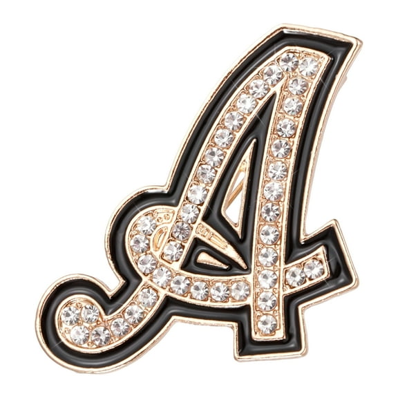 Uxcell Rhinestone Letter Brooch Pins, Initial Letter A Broaches Metal Crystal Alphabet A-Z Lapel Pin Black Edge for Women Jewelry Gift Suit Clothes Hat Dress Coat Craft, Gold Tone
