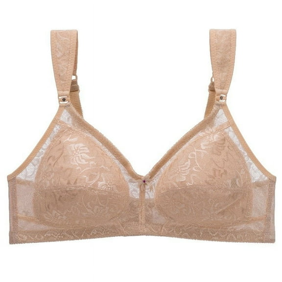 Beige Bras for Women No Underwire Womens Daily Solid Lace Gathered Bra Straps Breast Cup Underwear