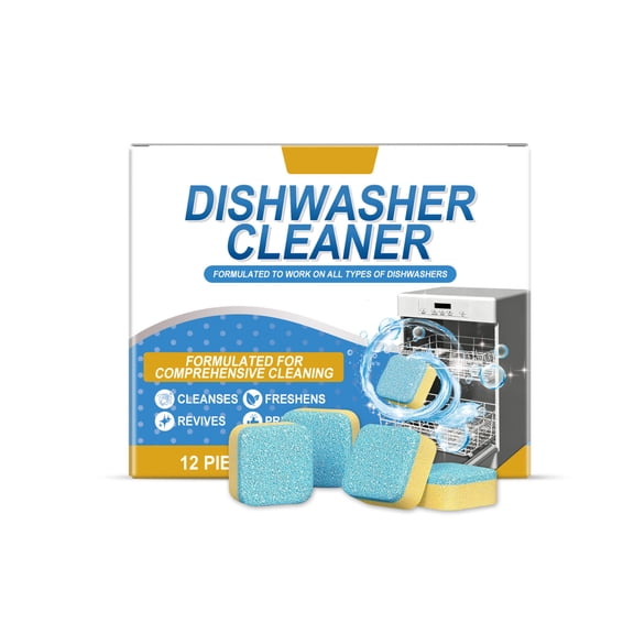 Dishwasher Cleaner and Deodorizer Tablets, Deep Cleans Hidden Grease & Grime, Fights Odors, Heavy Duty, Helps Maintain Dishwasher, 12 Count