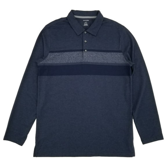 Van Heusen Mens Big & Tall Navy Blue Regular Fit Long Sleeve Polo Shirt 2XLB