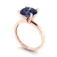 thumbnail image 2 of Solitaire Engagement Ring for Women - 2.5ct Simulated Blue Sapphire in 18K Rose Gold Promise Ring, 2 of 6