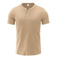 thumbnail image 5 of LNWUY Mens Henley Shirt Moisture Wicking Quick Dry Pullover Short Sleeve Ribbed Golf Tees Slim Fit Stretch T Shirt Khaki XXXL, 5 of 6