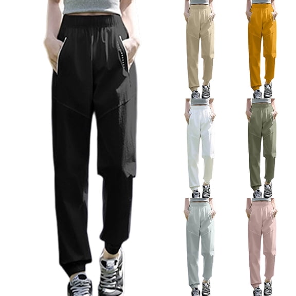 YUEHUA Stretch Active Ice Silk Pants for Women Ultra Stretch Breathable Casual Quick Drying Comfy Fit Hiking Pants