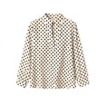 thumbnail image 4 of Tqcoqu Women's Polka Dot Stand Collar Half Placket Blouse Long Sleeve Loose Casual Office Long Shirt, 4 of 8