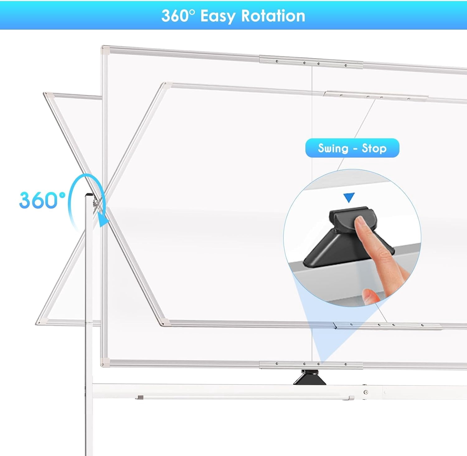 Maxtek Rolling Whiteboard, 48x36 Large Magnetic White Board with Stands, Double-Sided Dry Erase Board on Wheels for Homeschool, Office, School