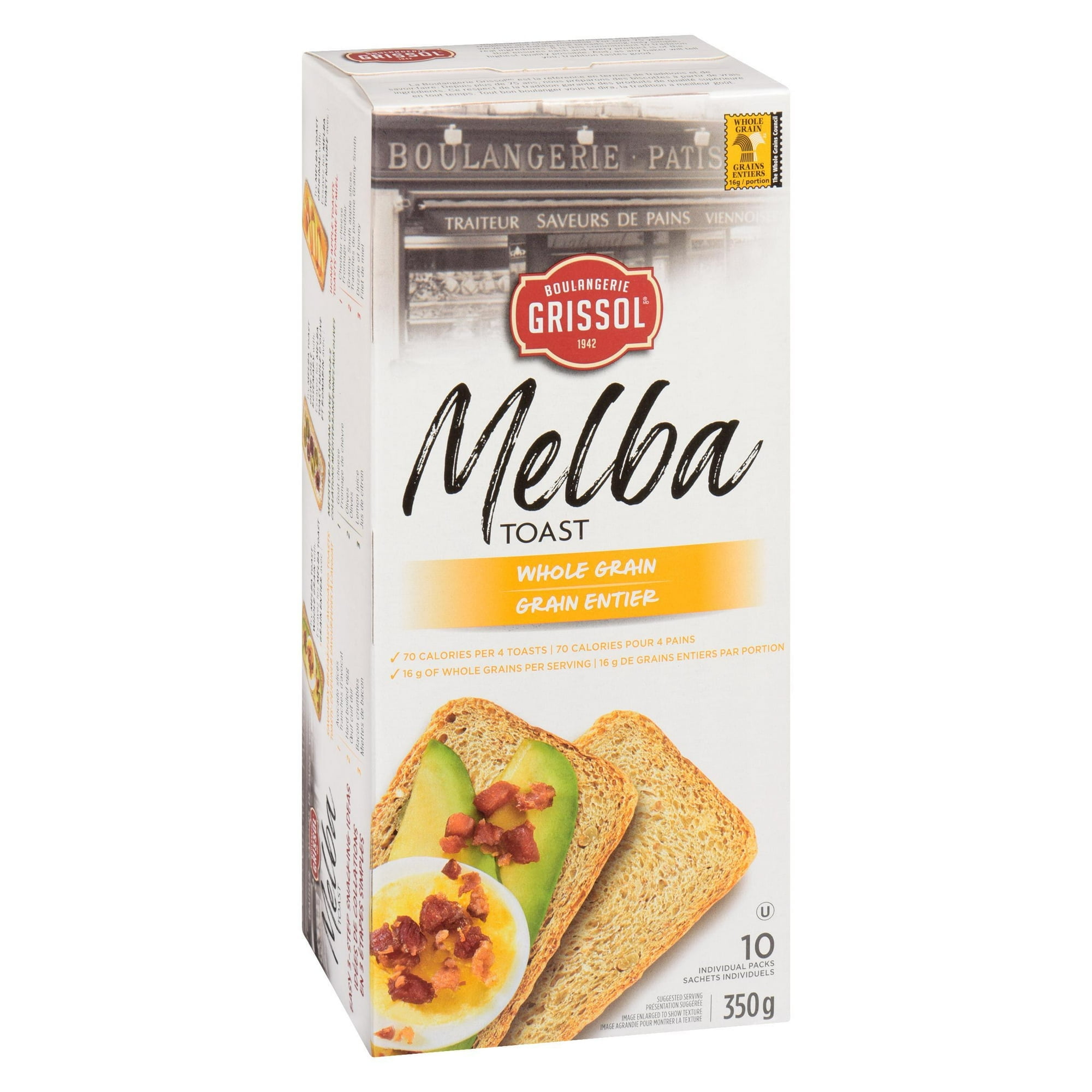 Boulangerie Grissol Melba Toast Whole Grain, Dare, Pack of 10, 350 g