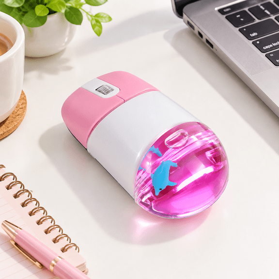 Dolphin-Pink Wireless Optical Computer Mouse, Lightweight Silent Click Retro Design for Home Office