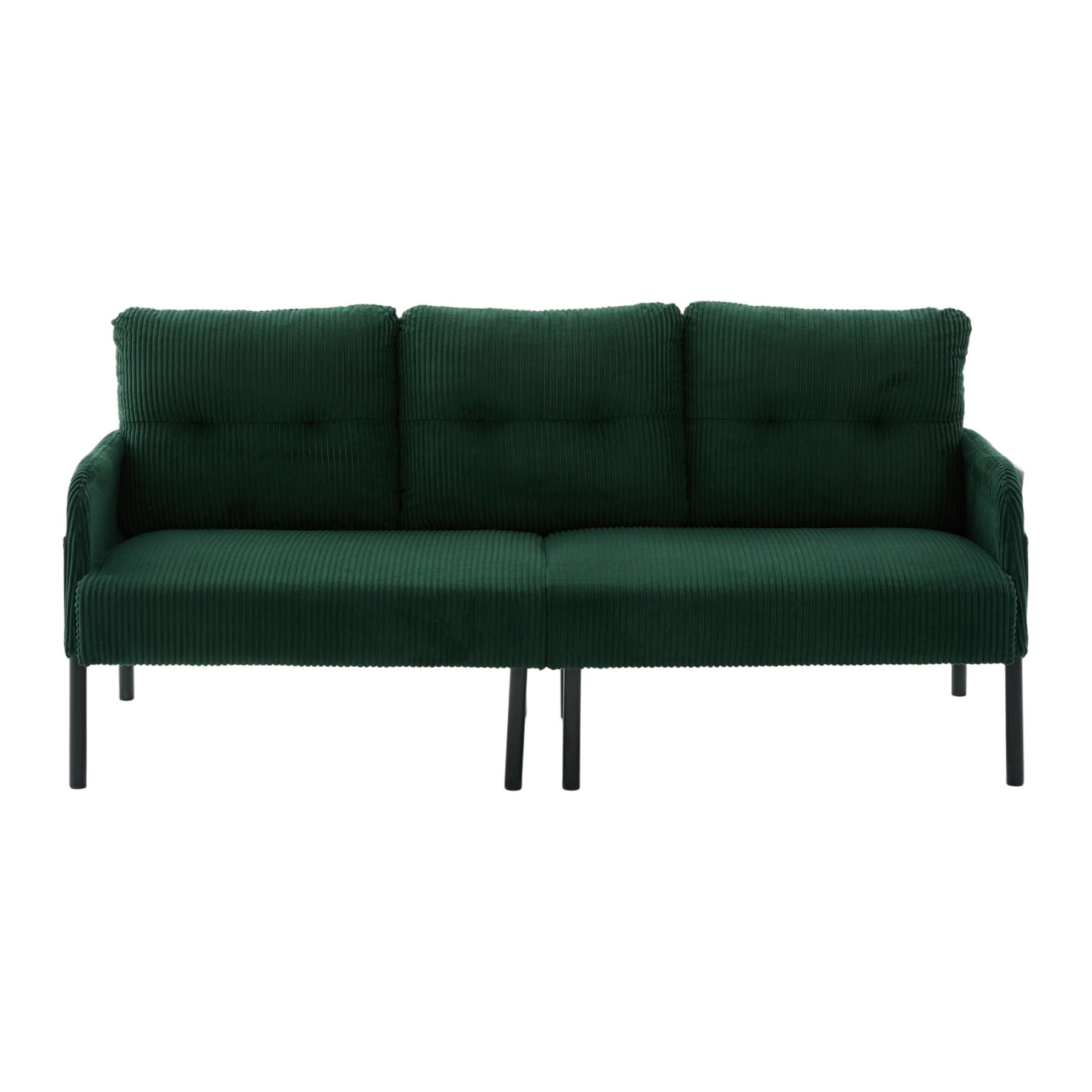 Oversized Loveseat Sofa, Modern Corduroy Upholstered Couch with Side Pockets & Metal Legs for Living Room Bedroom, Emerald