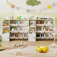 thumbnail image 4 of Costway Kids Toy Storage and Bookshelf, Wooden Bookcase with 4 Small Boxes & 4 Large Boxes, 4 of 10