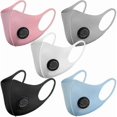 thumbnail image 1 of 5 Pack Reusable Face Masks with Air Valve and Ear Loops, Breathable, Soft, Washable, Durable for Daily Public Use, 1 of 4