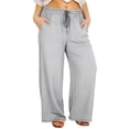 thumbnail image 2 of Kinrui Plus Size Wide Leg Pants for Women Casual Loose Elastic Waist Yoga Trousers with Pocket Gray 2XL, 2 of 9