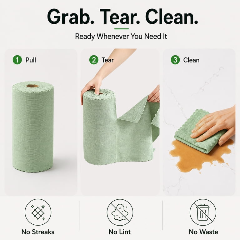 Jessy Home Reusable Microfiber Towel Roll, 50-Sheet Kitchen Towels photo 3