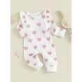 thumbnail image 4 of Bagilaanoe Newborn Baby Girl Jumpsuit Ruffle Heart Print Long Sleeve Bodysuit 3M 6M 9M 12M Infant One Piece Romper, 4 of 8