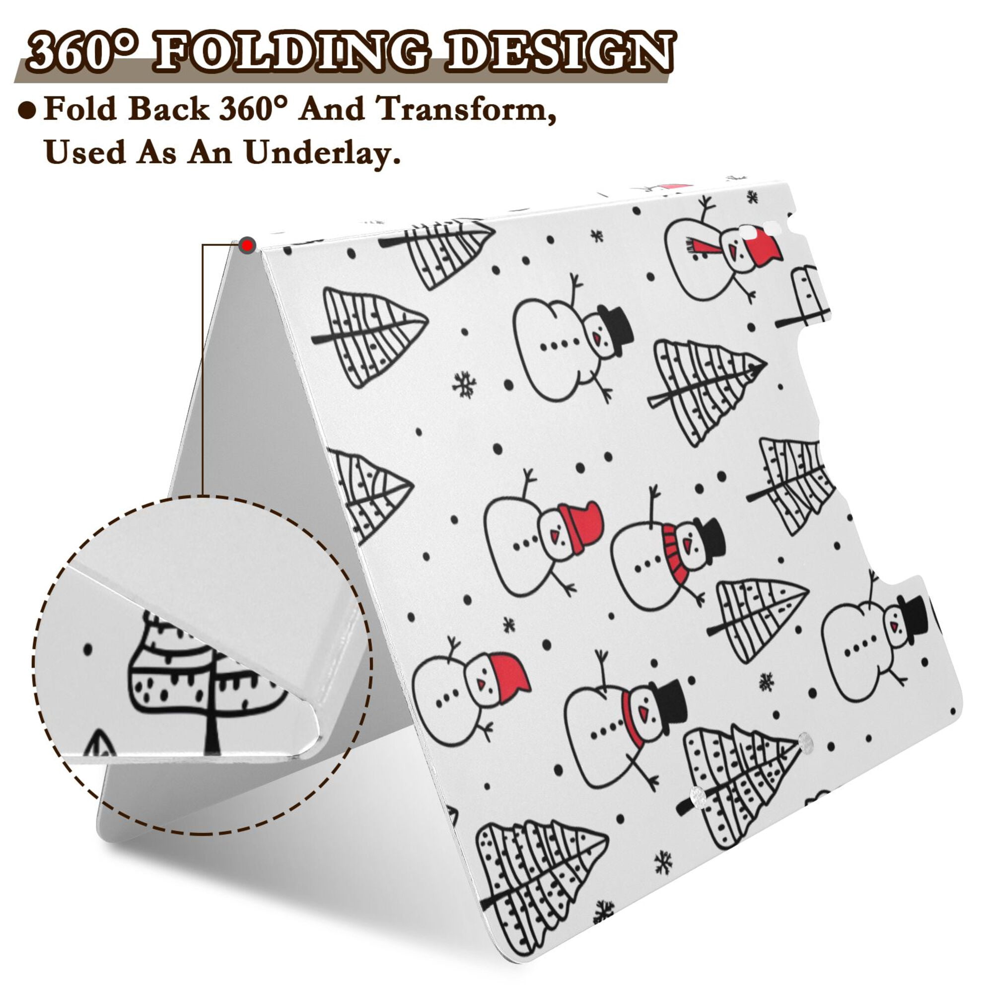 FORMRS A4 Clipboard Folder with Pen Holder Horizontal Foldable School Office Binder, Black Cartoon Snowmen